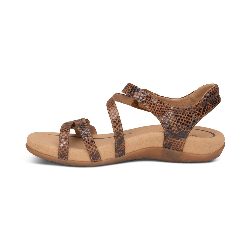 Aetrex Women's Jess Adjustable Quarter Strap Sandals - Brown | USA QMPJCOV